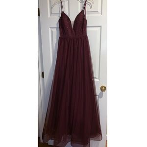 Prom Long Burgundy Purple Dress